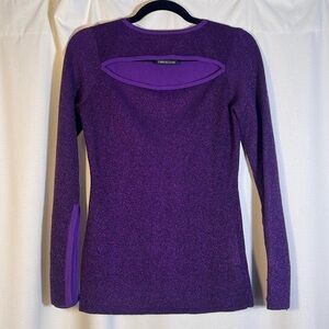 C/MEO Collective Purple Sparkly Long Sleeve Top with Keyhole Cut Out